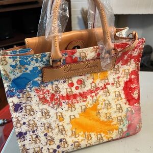 Dooney & Bourke Artistic Multicolor Tote with Leather Trim